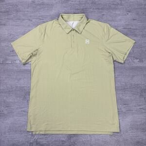 Lululemon Performance Golf Polo Sz L Mission Hills Country Club LOGO Preppy AOP